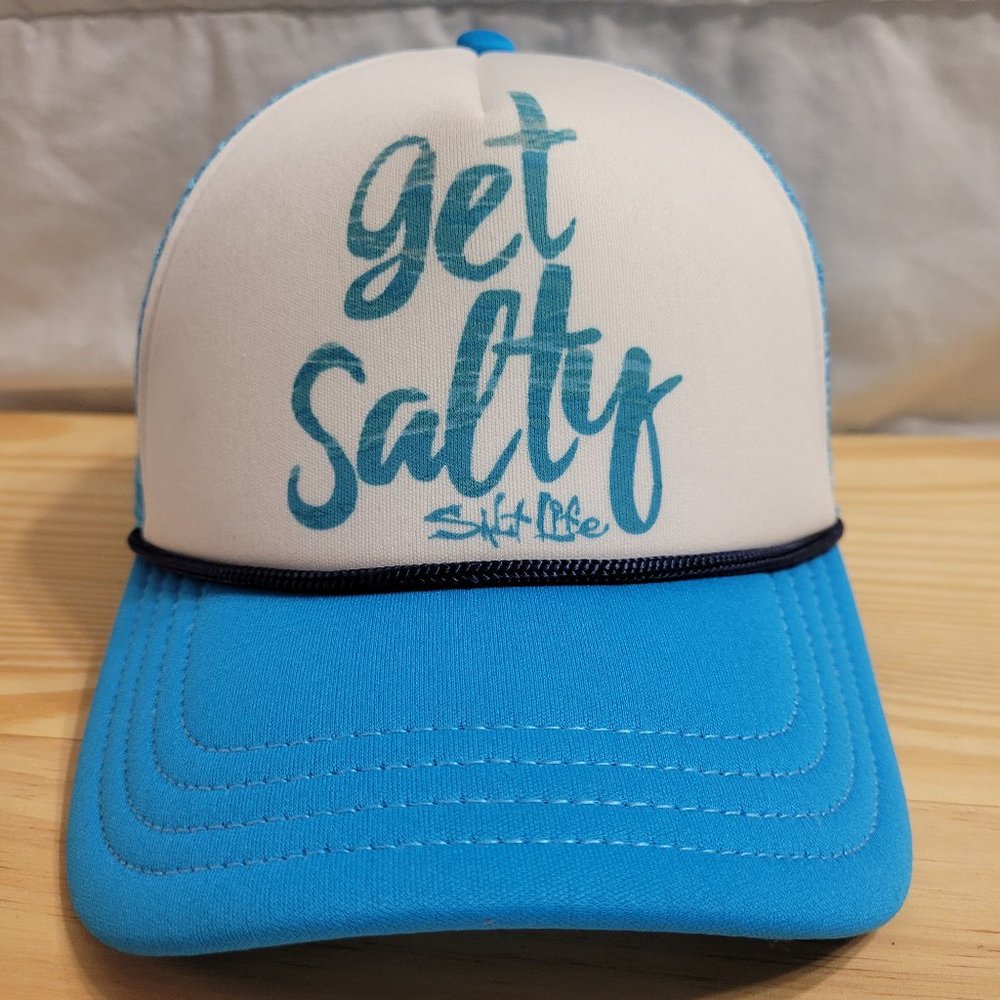 Salt Life "Get Salty" Snapback Trucker Hat Blue White